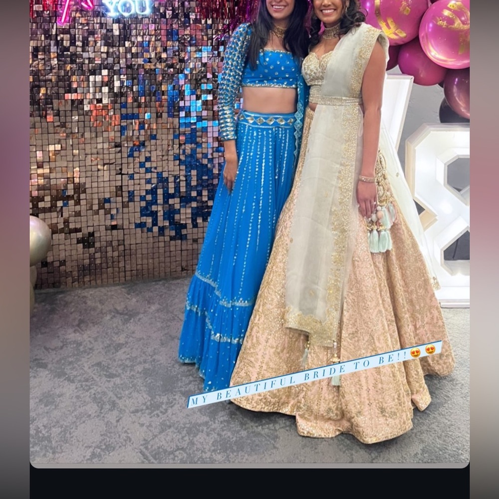 Blue lehenga 3 pc small adjustable string